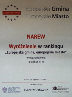 Dyplom - Narew, Europejska Gmina