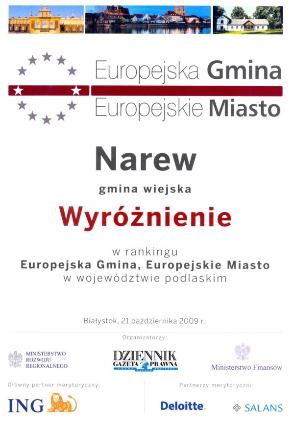 Wyróżnienie Europejska Gmina, Europejskie Miasto 2009