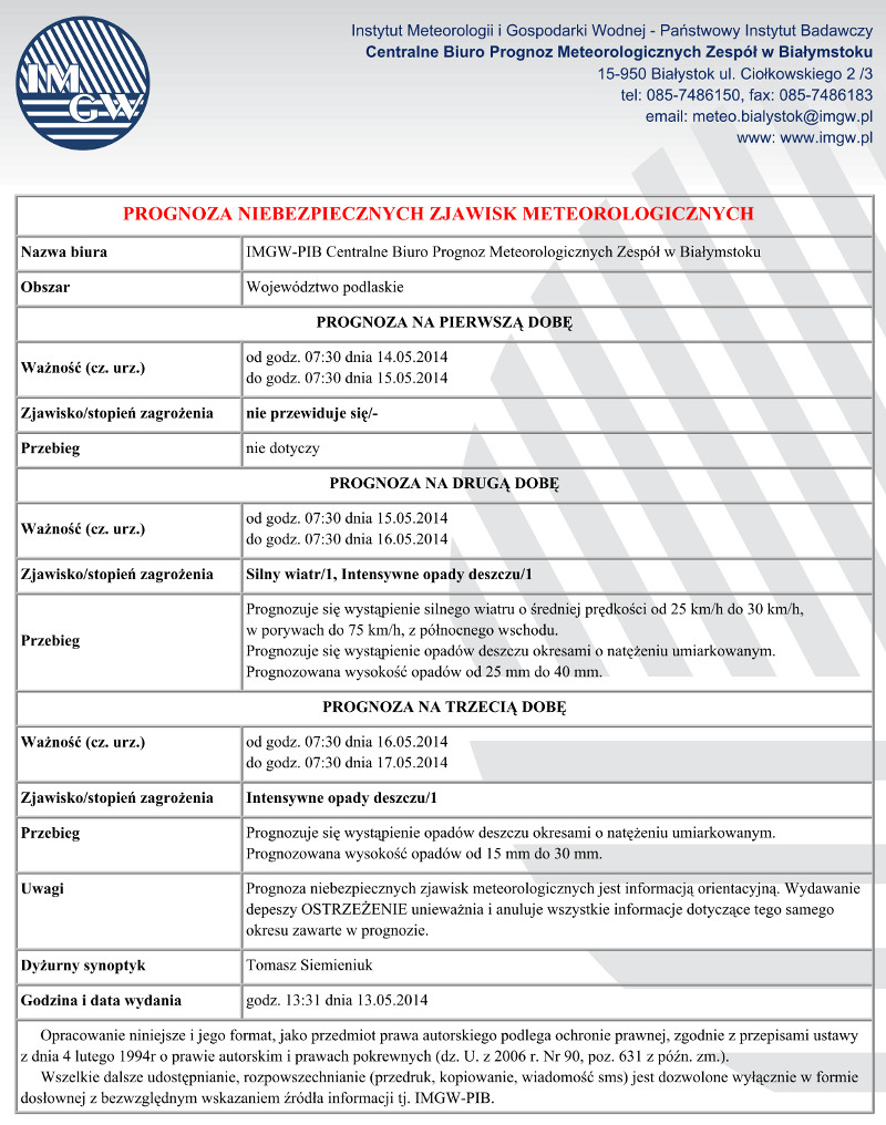 Niebezpieczne zjawiska meteorologiczne