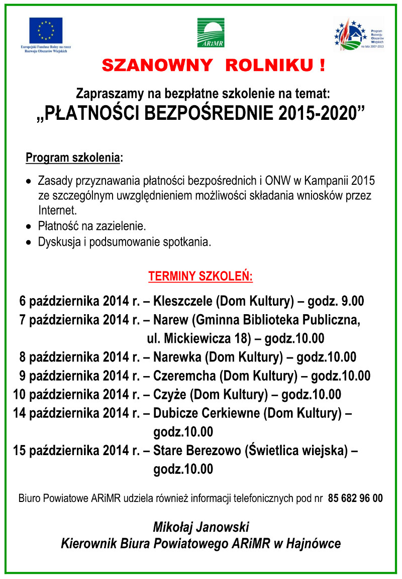 Płatności bezpośrednie 2015-2020