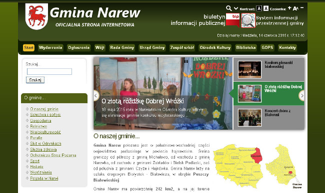 Strona internetowa Gminy Narew