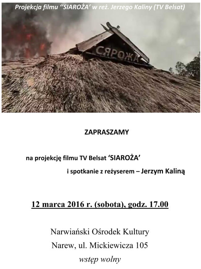 Projekcja filmu "Siaroża"