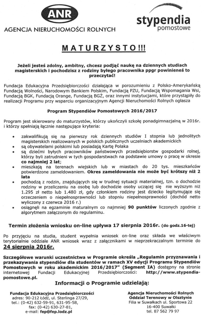 Program stypendiów pomostowych